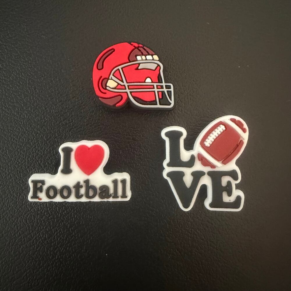 Bogg Bag Bits, Charms, Accessories Set of 3 Football, New No Tags